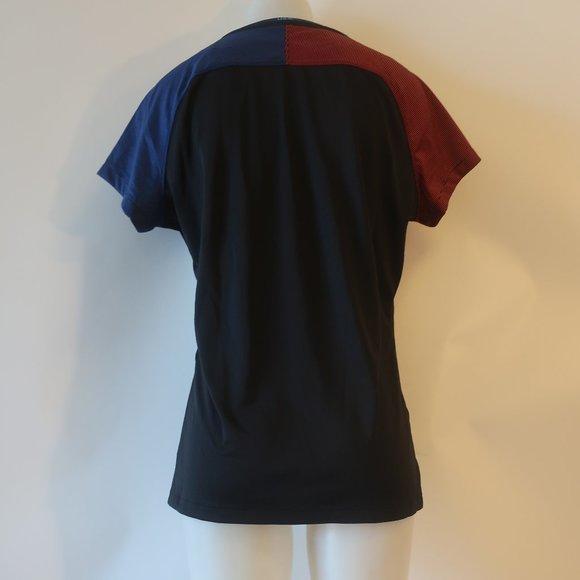 Womens Nike Dri-Fit Black Red Blue 2016 USA Soccer Rio V-Neck Activewear Top XL* - Picture 7 of 8